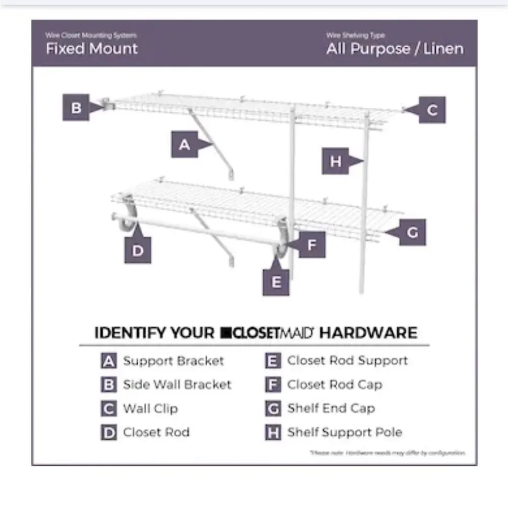 10/$25🦋 Set of 2 NIB Closemaid White Fixed Mounts Side Wall Brackets